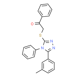 ChemSpider 2D Image | 2-{[5-(3-Methylphenyl)-4-phenyl-4H-1,2,4-triazol-3-yl]sulfanyl}-1-phenylethanone | C23H19N3OS