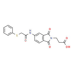 ChemSpider 2D Image | 3-(1,3-Dioxo-5-{[(phenylsulfanyl)acetyl]amino}-1,3-dihydro-2H-isoindol-2-yl)propanoic acid | C19H16N2O5S