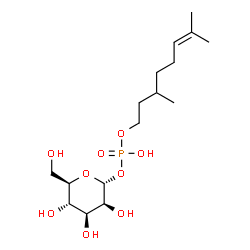 ChemSpider 2D Image | 1-O-{[(3,7-Dimethyl-6-octen-1-yl)oxy](hydroxy)phosphoryl}-alpha-D-mannopyranose | C16H31O9P