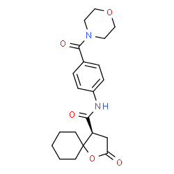 ChemSpider 2D Image | (4S)-N-[4-(4-Morpholinylcarbonyl)phenyl]-2-oxo-1-oxaspiro[4.5]decane-4-carboxamide | C21H26N2O5
