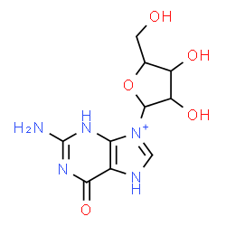 ChemSpider 2D Image | 2-Amino-6-oxo-9-pentofuranosyl-6,7-dihydro-3H-purin-9-ium | C10H14N5O5