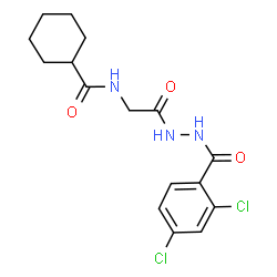 ChemSpider 2D Image | N-{2-[2-(2,4-Dichlorobenzoyl)hydrazino]-2-oxoethyl}cyclohexanecarboxamide | C16H19Cl2N3O3