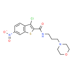 ChemSpider 2D Image | 3-Chloro-N-[3-(4-morpholinyl)propyl]-6-nitro-1-benzothiophene-2-carboxamide | C16H18ClN3O4S