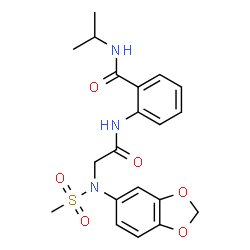 ChemSpider 2D Image | 2-{[N-(1,3-Benzodioxol-5-yl)-N-(methylsulfonyl)glycyl]amino}-N-isopropylbenzamide | C20H23N3O6S
