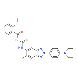 ChemSpider 2D Image | N-({2-[4-(Diethylamino)phenyl]-6-methyl-2H-benzotriazol-5-yl}carbamothioyl)-2-methoxybenzamide | C26H28N6O2S