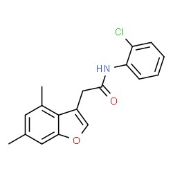 ChemSpider 2D Image | N-(2-Chlorophenyl)-2-(4,6-dimethyl-1-benzofuran-3-yl)acetamide | C18H16ClNO2