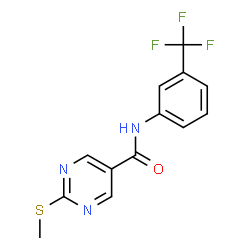 ChemSpider 2D Image | 2-(Methylsulfanyl)-N-[3-(trifluoromethyl)phenyl]-5-pyrimidinecarboxamide | C13H10F3N3OS
