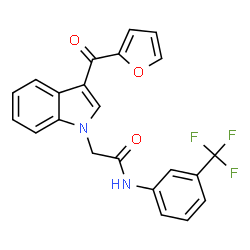 ChemSpider 2D Image | 2-[3-(2-Furoyl)-1H-indol-1-yl]-N-[3-(trifluoromethyl)phenyl]acetamide | C22H15F3N2O3