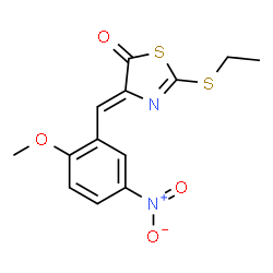 ChemSpider 2D Image | (4Z)-2-(Ethylsulfanyl)-4-(2-methoxy-5-nitrobenzylidene)-1,3-thiazol-5(4H)-one | C13H12N2O4S2