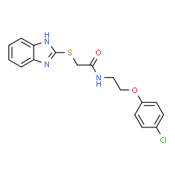 ChemSpider 2D Image | 2-(1H-benzimidazol-2-ylthio)-N-[2-(4-chlorophenoxy)ethyl]acetamide | C17H16ClN3O2S
