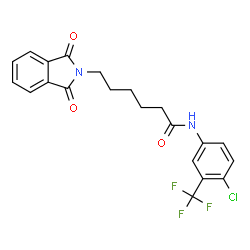 ChemSpider 2D Image | N-[4-Chloro-3-(trifluoromethyl)phenyl]-6-(1,3-dioxo-1,3-dihydro-2H-isoindol-2-yl)hexanamide | C21H18ClF3N2O3