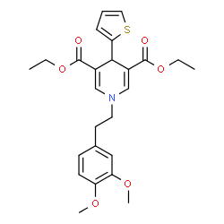 ChemSpider 2D Image | Diethyl 1-[2-(3,4-dimethoxyphenyl)ethyl]-4-(2-thienyl)-1,4-dihydro-3,5-pyridinedicarboxylate | C25H29NO6S