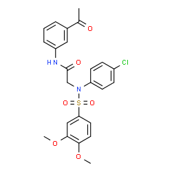 ChemSpider 2D Image | N-(3-Acetylphenyl)-N~2~-(4-chlorophenyl)-N~2~-[(3,4-dimethoxyphenyl)sulfonyl]glycinamide | C24H23ClN2O6S