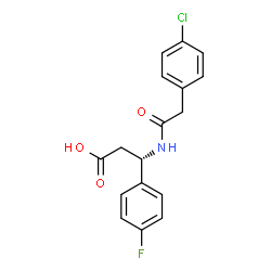 ChemSpider 2D Image | (3S)-3-{[(4-Chlorophenyl)acetyl]amino}-3-(4-fluorophenyl)propanoic acid | C17H15ClFNO3