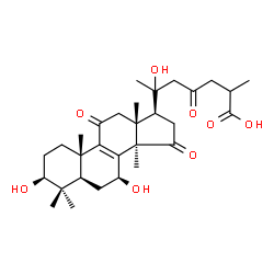 ChemSpider 2D Image | (3beta,7beta,20xi)-3,7,20-Trihydroxy-11,15,23-trioxolanost-8-en-26-oic acid | C30H44O8