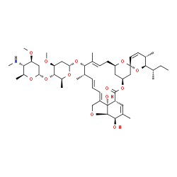 ChemSpider 2D Image | (1'R,2S,4'S,5S,6R,8'R,10'E,12'S,13'S,14'E,16'E,20'R,21'R,24'S)-6-[(2S)-2-Butanyl]-21',24'-dihydroxy-5,11',13',22'-tetramethyl-2'-oxo-5,6-dihydrospiro[pyran-2,6'-[3,7,19]trioxatetracyclo[15.6.1.1~4,8~.0~20,24~]pentacosa[10,14,16,22]tetraen]-12'-yl 2,6-dideoxy-3-O-methyl-4-O-[2,4,6-trideoxy-3-O-methyl-4-(methylamino)-alpha-L-arabino-hexopyranosyl]-alpha-L-arabino-hexopyranoside | C49H75NO13