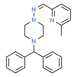 ChemSpider 2D Image | 4-(Diphenylmethyl)-N-((6-methyl-2-pyridinyl)methylene)-1-piperazinamine | C24H26N4