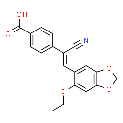 ChemSpider 2D Image | 4-[(Z)-1-Cyano-2-(6-ethoxy-1,3-benzodioxol-5-yl)vinyl]benzoic acid | C19H15NO5