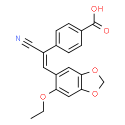 ChemSpider 2D Image | 4-[(E)-1-Cyano-2-(6-ethoxy-1,3-benzodioxol-5-yl)vinyl]benzoic acid | C19H15NO5