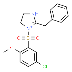 ChemSpider 2D Image | 2-Benzyl-3-[(5-chloro-2-methoxyphenyl)sulfonyl]-4,5-dihydro-1H-imidazol-3-ium | C17H18ClN2O3S