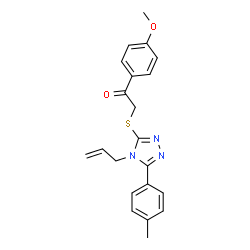 ChemSpider 2D Image | 2-{[4-Allyl-5-(4-methylphenyl)-4H-1,2,4-triazol-3-yl]sulfanyl}-1-(4-methoxyphenyl)ethanone | C21H21N3O2S