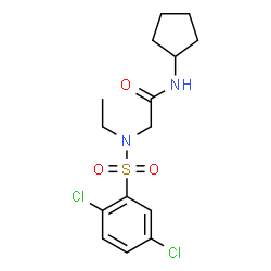 ChemSpider 2D Image | N-Cyclopentyl-N~2~-[(2,5-dichlorophenyl)sulfonyl]-N~2~-ethylglycinamide | C15H20Cl2N2O3S