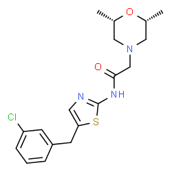 ChemSpider 2D Image | N-[5-(3-Chlorobenzyl)-1,3-thiazol-2-yl]-2-[(2R,6S)-2,6-dimethyl-4-morpholinyl]acetamide | C18H22ClN3O2S