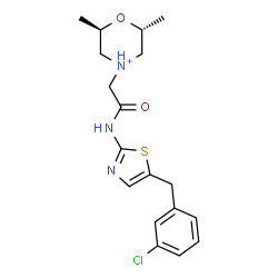 ChemSpider 2D Image | (2R,6R)-4-(2-{[5-(3-Chlorobenzyl)-1,3-thiazol-2-yl]amino}-2-oxoethyl)-2,6-dimethylmorpholin-4-ium | C18H23ClN3O2S