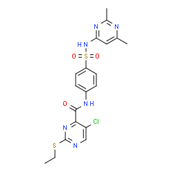 ChemSpider 2D Image | 5-Chloro-N-{4-[(2,6-dimethyl-4-pyrimidinyl)sulfamoyl]phenyl}-2-(ethylsulfanyl)-4-pyrimidinecarboxamide | C19H19ClN6O3S2