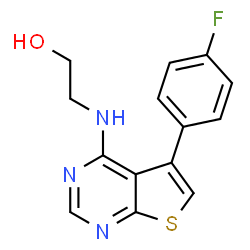 ChemSpider 2D Image | 2-{[5-(4-Fluorophenyl)thieno[2,3-d]pyrimidin-4-yl]amino}ethanol | C14H12FN3OS