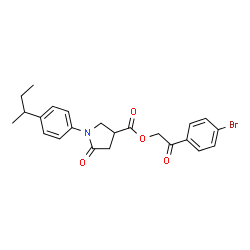 ChemSpider 2D Image | 2-(4-Bromophenyl)-2-oxoethyl 1-(4-sec-butylphenyl)-5-oxo-3-pyrrolidinecarboxylate | C23H24BrNO4