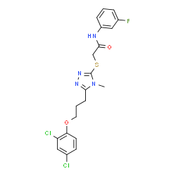 ChemSpider 2D Image | 2-({5-[3-(2,4-Dichlorophenoxy)propyl]-4-methyl-4H-1,2,4-triazol-3-yl}sulfanyl)-N-(3-fluorophenyl)acetamide | C20H19Cl2FN4O2S