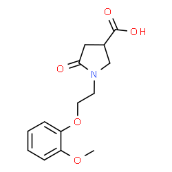 ChemSpider 2D Image | 1-[2-(2-Methoxyphenoxy)ethyl]-5-oxo-3-pyrrolidinecarboxylic acid | C14H17NO5