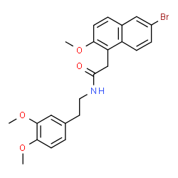 ChemSpider 2D Image | 2-(6-Bromo-2-methoxy-1-naphthyl)-N-[2-(3,4-dimethoxyphenyl)ethyl]acetamide | C23H24BrNO4