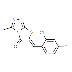 ChemSpider 2D Image | (6Z)-6-(2,4-Dichlorobenzylidene)-3-methyl[1,3]thiazolo[2,3-c][1,2,4]triazol-5(6H)-one | C12H7Cl2N3OS