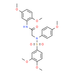 ChemSpider 2D Image | N-(2,5-Dimethoxyphenyl)-N~2~-[(3,4-dimethoxyphenyl)sulfonyl]-N~2~-(4-methoxyphenyl)glycinamide | C25H28N2O8S