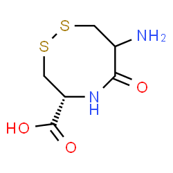 ChemSpider 2D Image | (4R)-7-Amino-6-oxo-1,2,5-dithiazocane-4-carboxylic acid | C6H10N2O3S2