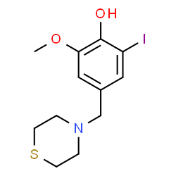ChemSpider 2D Image | 2-Iodo-6-methoxy-4-(4-thiomorpholinylmethyl)phenol | C12H16INO2S