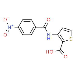 ChemSpider 2D Image | 3-[(4-Nitrobenzoyl)amino]-2-thiophenecarboxylic acid | C12H8N2O5S