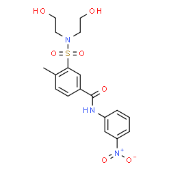 ChemSpider 2D Image | 3-[Bis(2-hydroxyethyl)sulfamoyl]-4-methyl-N-(3-nitrophenyl)benzamide | C18H21N3O7S
