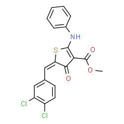 ChemSpider 2D Image | Methyl (5E)-2-anilino-5-(3,4-dichlorobenzylidene)-4-oxo-4,5-dihydro-3-thiophenecarboxylate | C19H13Cl2NO3S