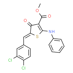 ChemSpider 2D Image | Methyl (5Z)-2-anilino-5-(3,4-dichlorobenzylidene)-4-oxo-4,5-dihydro-3-thiophenecarboxylate | C19H13Cl2NO3S