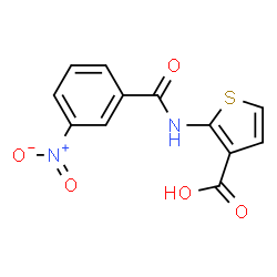 ChemSpider 2D Image | 2-[(3-Nitrobenzoyl)amino]-3-thiophenecarboxylic acid | C12H8N2O5S