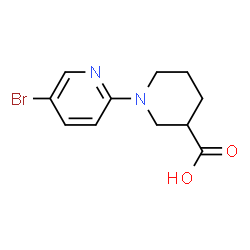 ChemSpider 2D Image | 1-(5-Bromo-2-pyridinyl)-3-piperidinecarboxylic acid | C11H13BrN2O2