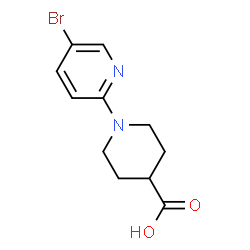ChemSpider 2D Image | 1-(5-Bromo-2-pyridinyl)-4-piperidinecarboxylic acid | C11H13BrN2O2