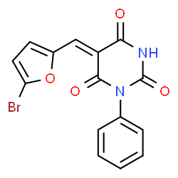 ChemSpider 2D Image | (5Z)-5-[(5-Bromo-2-furyl)methylene]-1-phenyl-2,4,6(1H,3H,5H)-pyrimidinetrione | C15H9BrN2O4