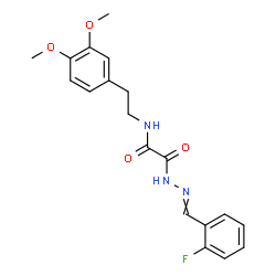 ChemSpider 2D Image | N-[2-(3,4-Dimethoxyphenyl)ethyl]-2-[2-(2-fluorobenzylidene)hydrazino]-2-oxoacetamide | C19H20FN3O4