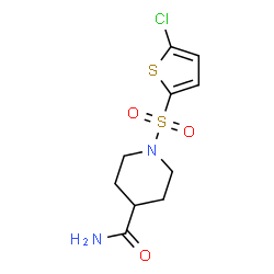 ChemSpider 2D Image | 1-[(5-Chloro-2-thienyl)sulfonyl]-4-piperidinecarboxamide | C10H13ClN2O3S2