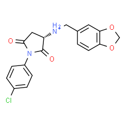 ChemSpider 2D Image | (3S)-N-(1,3-Benzodioxol-5-ylmethyl)-1-(4-chlorophenyl)-2,5-dioxo-3-pyrrolidinaminium | C18H16ClN2O4