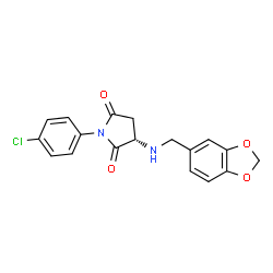 ChemSpider 2D Image | (3S)-3-[(1,3-Benzodioxol-5-ylmethyl)amino]-1-(4-chlorophenyl)-2,5-pyrrolidinedione | C18H15ClN2O4